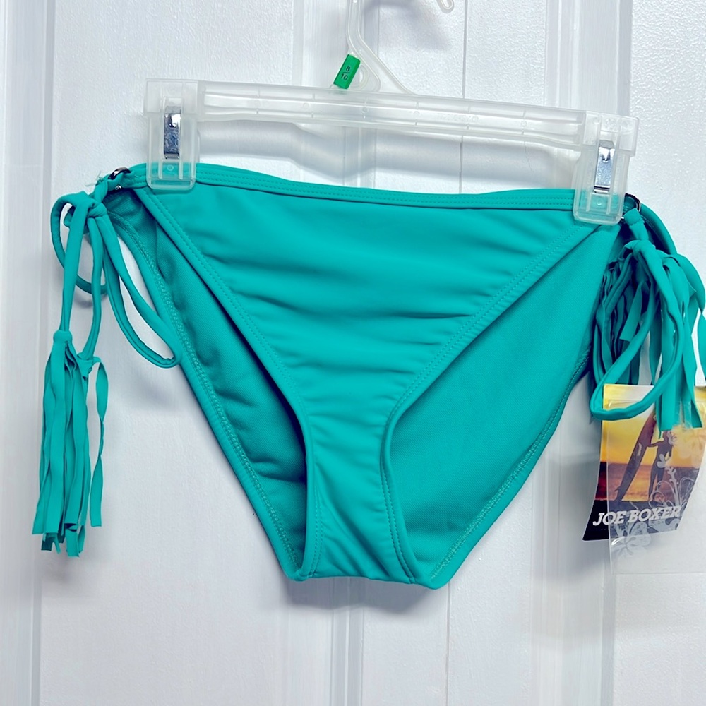 Joe Boxer Aqua Fringe Tassel Side Tie Atlantis Bikini Bottom Jr Size M NWT